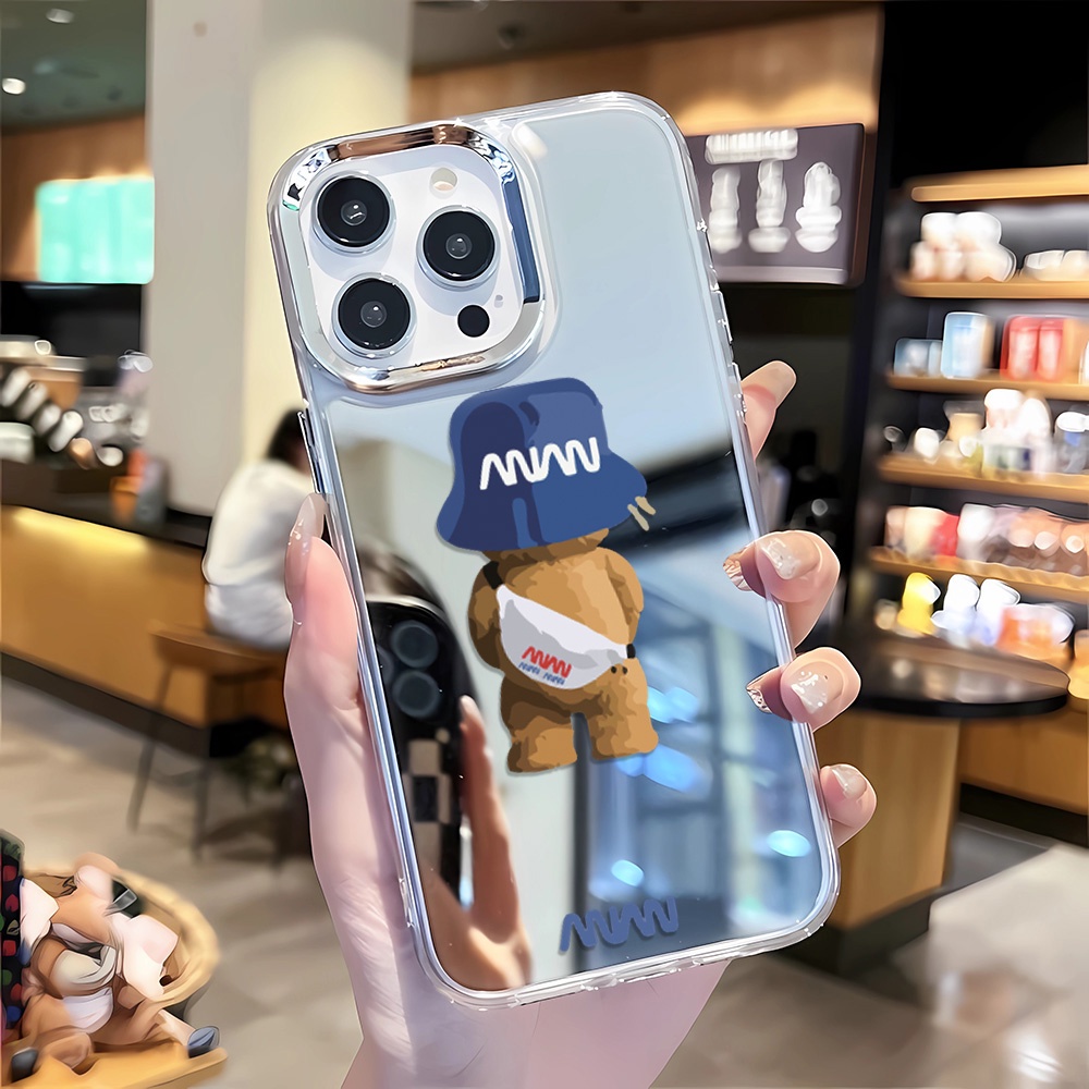 Ốp Điện Thoại Tráng Gương Họa Tiết Gấu NASA Cho iphone 14 pro max 11 12 13 8 7 Plus X XR XSMax