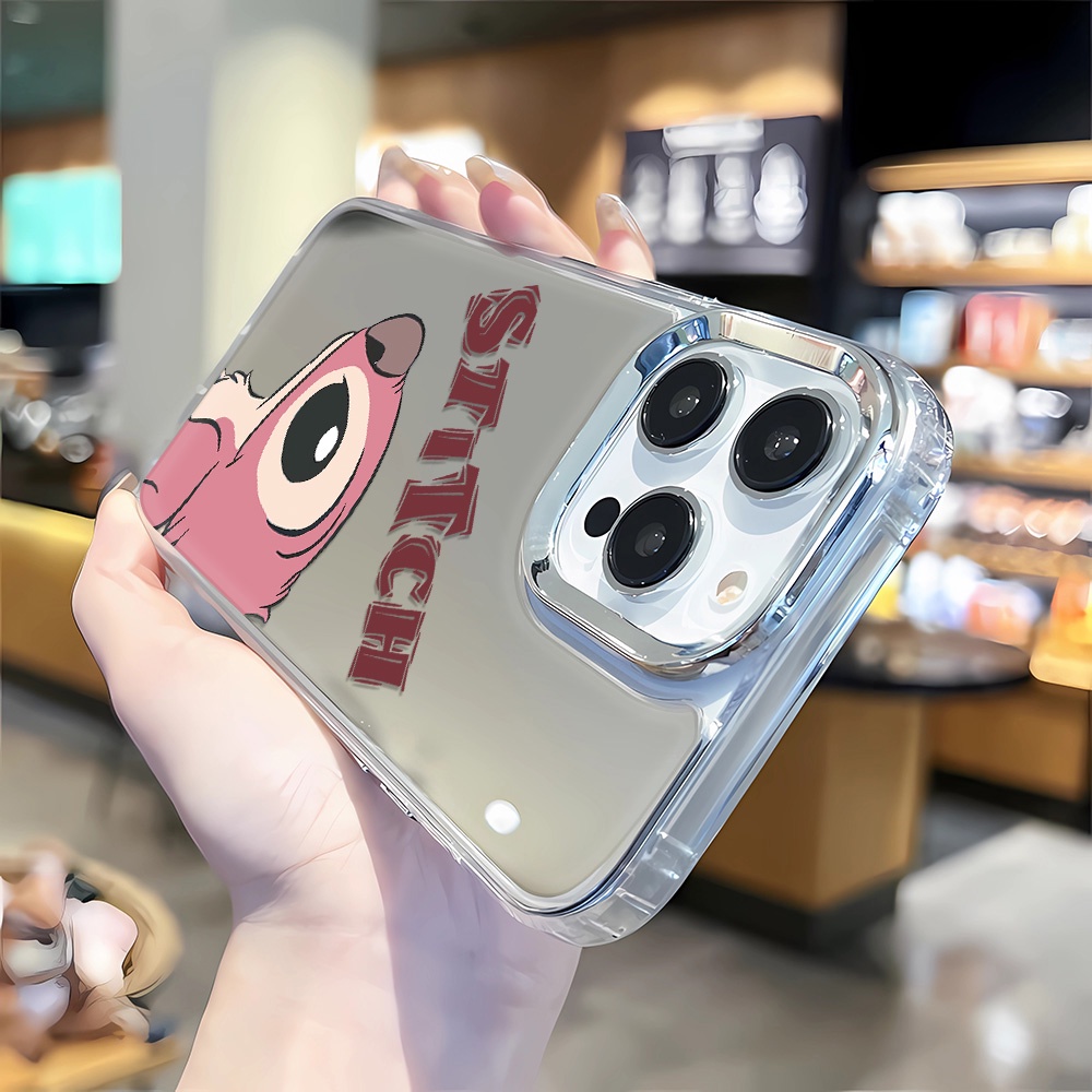 Ốp Điện Thoại Tpu Gắn Gương Kim Loại In Hình Stitch Thời Trang Cho iphone 14 pro max 11 12 13 8 7 Plus X XR XSMax