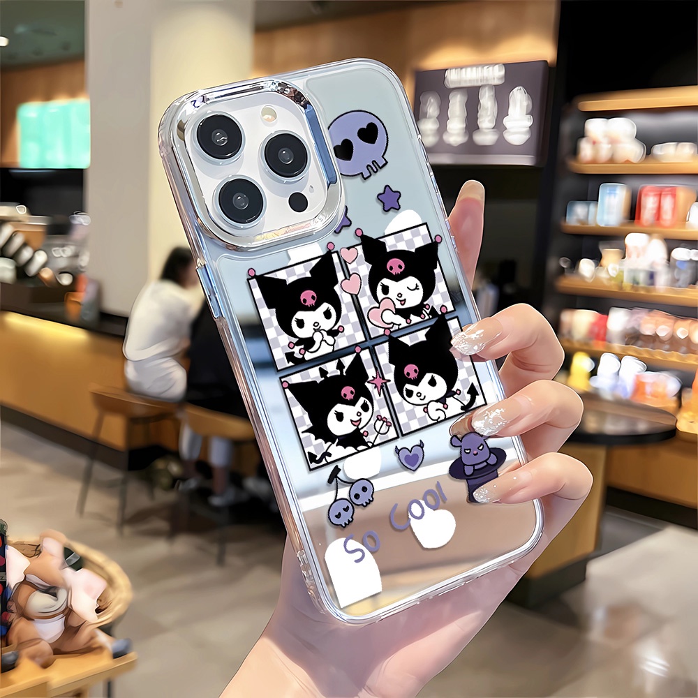 Ốp Điện Thoại Tráng Gương Viền Kim Loại Họa Tiết Kẻ Sọc Thời Trang Cho iphone 14 pro max 11 12 13 8 7 Plus X XR XSMax