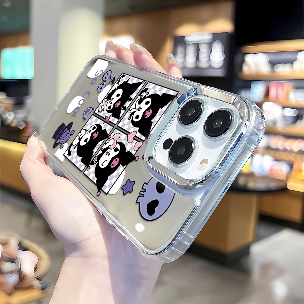 Ốp Điện Thoại Tráng Gương Viền Kim Loại Họa Tiết Kẻ Sọc Thời Trang Cho iphone 14 pro max 11 12 13 8 7 Plus X XR XSMax