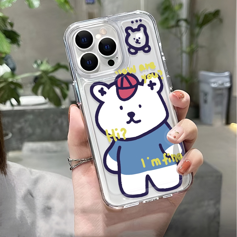 Ốp Điện Thoại Trong Suốt In Hình Gấu Hoạt Hình Dễ Thương Cho iphone 14 pro max 11 13 12 7 8 Plus X XR XSMax