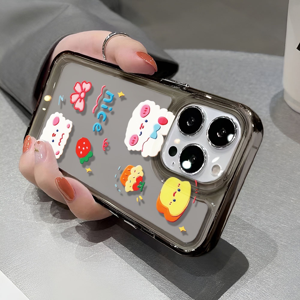 Ốp Điện Thoại Trong Suốt In Hình Thỏ Dâu Tây Cho iphone 14 pro max 11 13 12 7 8 Plus X XR XSMax