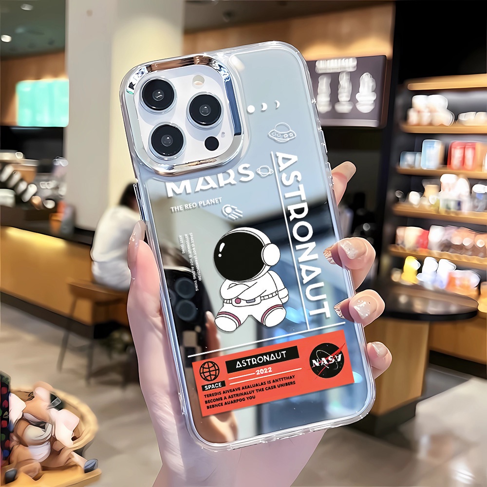 Ốp Điện Thoại Tráng Gương Họa Tiết NASA Cho iphone 14 pro max 11 12 13 8 7 Plus X XR XSMax