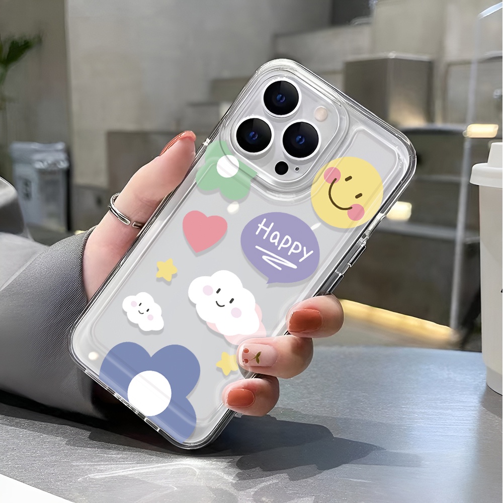 Ốp Điện Thoại Trong Suốt In Hình Đám Mây Mặt Cười Cho iphone 14 pro max 11 13 12 7 8 Plus X XR XSMax