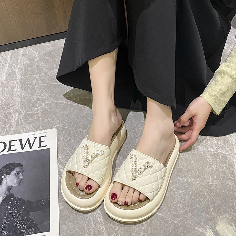 [Hàng Có Sẵn Giao Hàng Nhanh] Dép Xỏ Ngón Mùa Hè 2023 Đính Kim Cương Giả Thời Trang Dễ Phối Đồ Thoáng Khí Cho Nữ