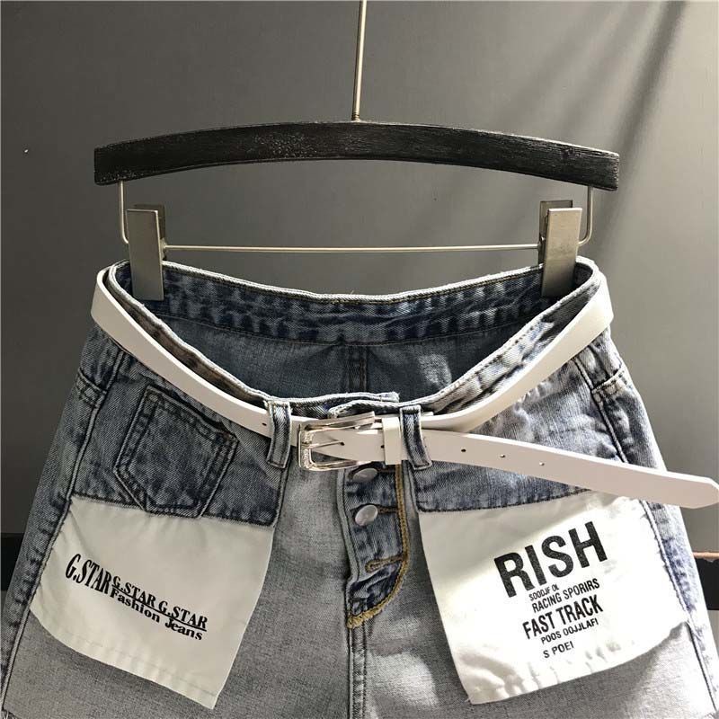 [Hàng Có Sẵn Giao Hàng Nhanh] Quần Short Denim Cạp Cao Có Túi Phong Cách Preppy Thời Trang Mùa Hè 2023
