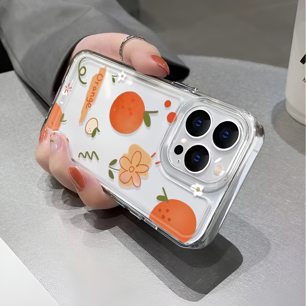 Ốp Điện Thoại Trong Suốt Chống Sốc In Hình Hoa Quả Cam Cho iphone 14 pro max 11 13 12 7 8 Plus X XR XSMax