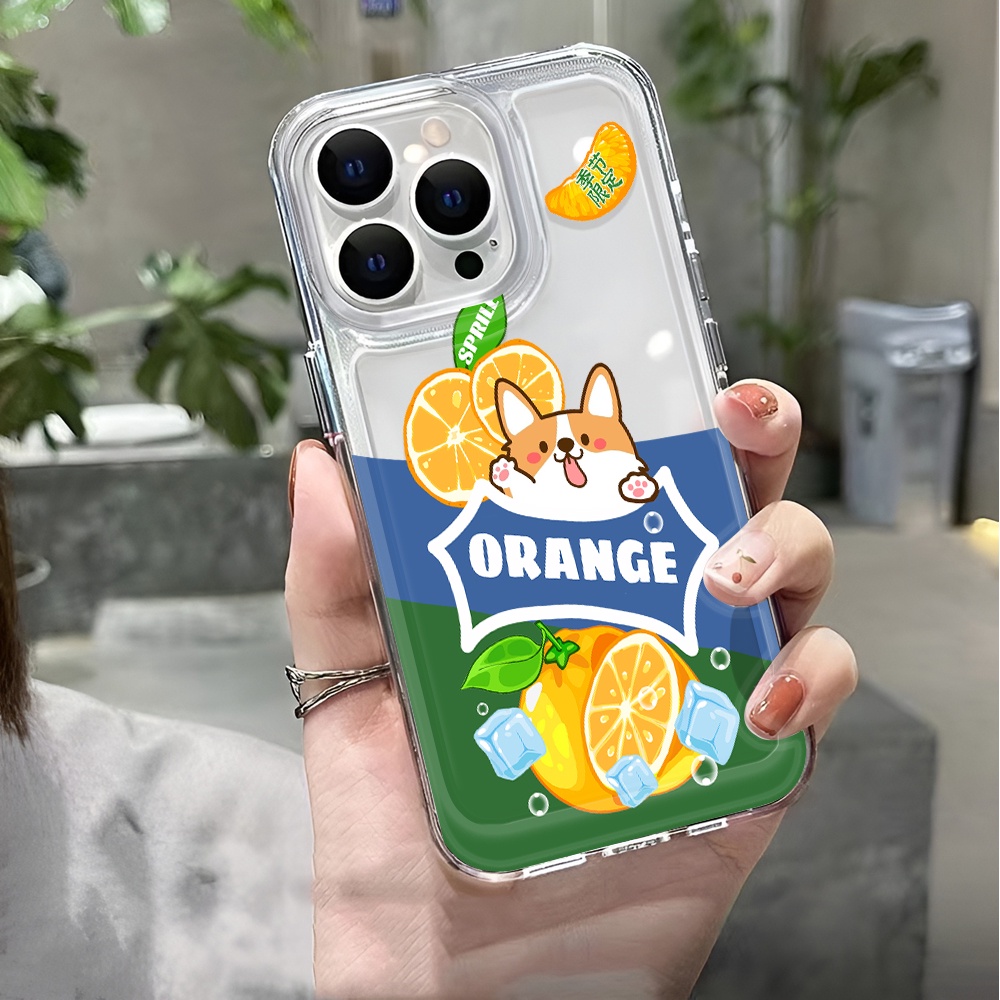 Ốp Điện Thoại Trong Suốt Chống Sốc In Hình Mèo Và Quả Cam Cho iphone 14 pro max 11 13 12 7 8 Plus X XR XSMax