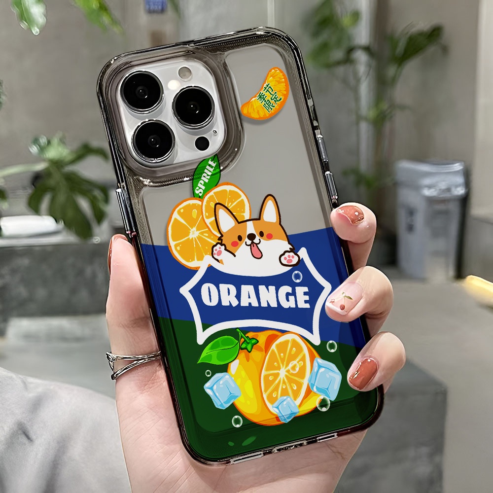 Ốp Điện Thoại Trong Suốt Chống Sốc In Hình Mèo Và Quả Cam Cho iphone 14 pro max 11 13 12 7 8 Plus X XR XSMax