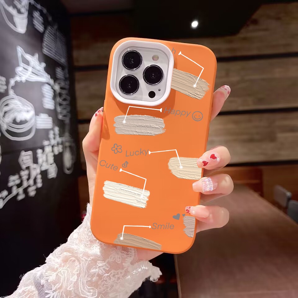 Ốp Điện Thoại silicon Dẻo Màu Nước in Chữ lucky 3 Trong 1 Cho iPhone 14Promax 13 12 11 7Plus X XR