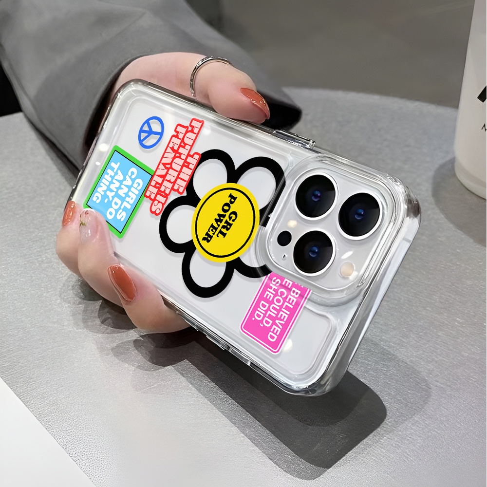 Ốp Điện Thoại Trong Suốt Chống Sốc In Hình Hoa Mặt Cười Cho iphone 14 pro max 11 13 12 7 8 Plus X XR XSMax