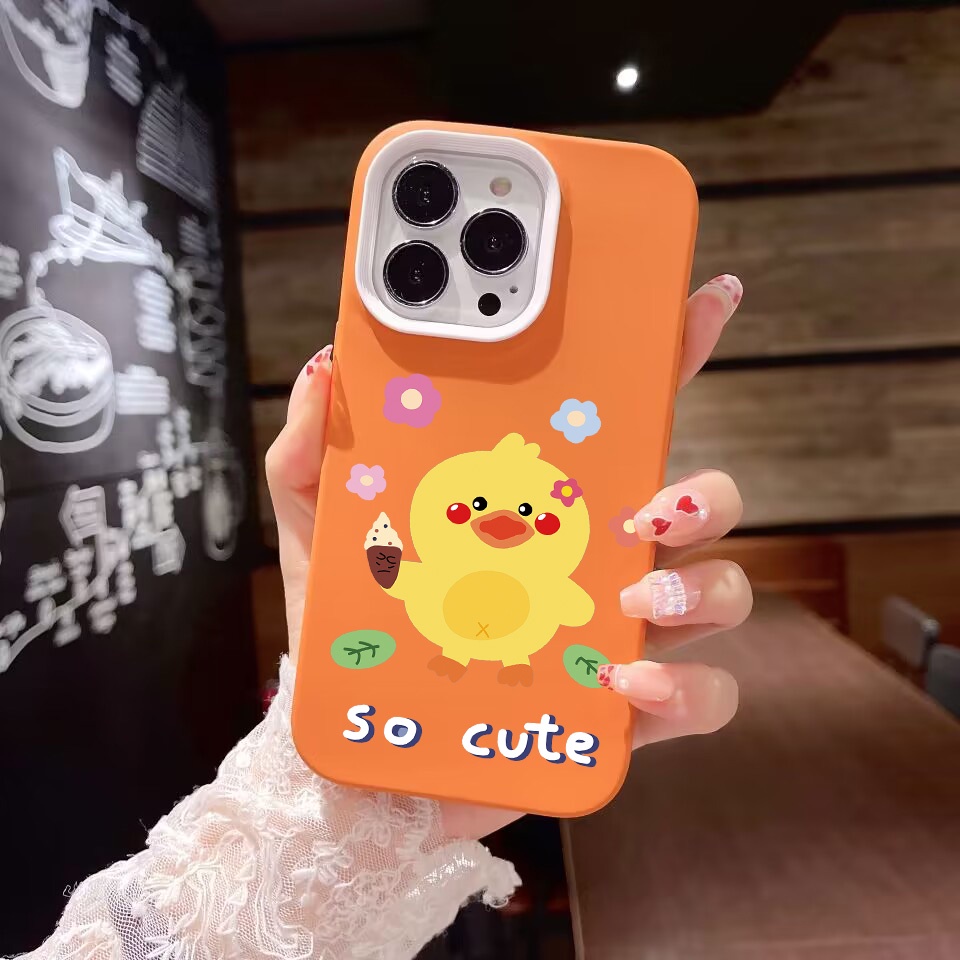 Ốp Điện Thoại silicon Dẻo Hình Chú Vịt Và Kem 3 Trong 1 Cho iPhone 14Promax 13 12 11 7Plus X XR