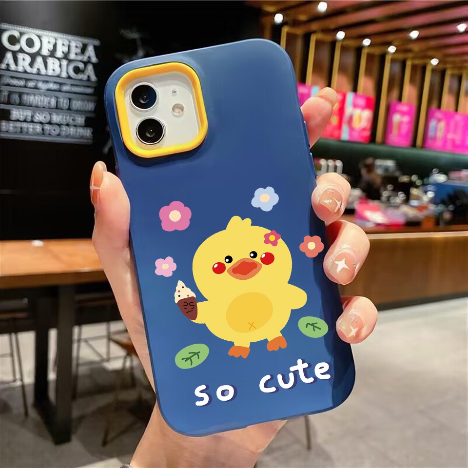 Ốp Điện Thoại silicon Dẻo Hình Chú Vịt Và Kem 3 Trong 1 Cho iPhone 14Promax 13 12 11 7Plus X XR