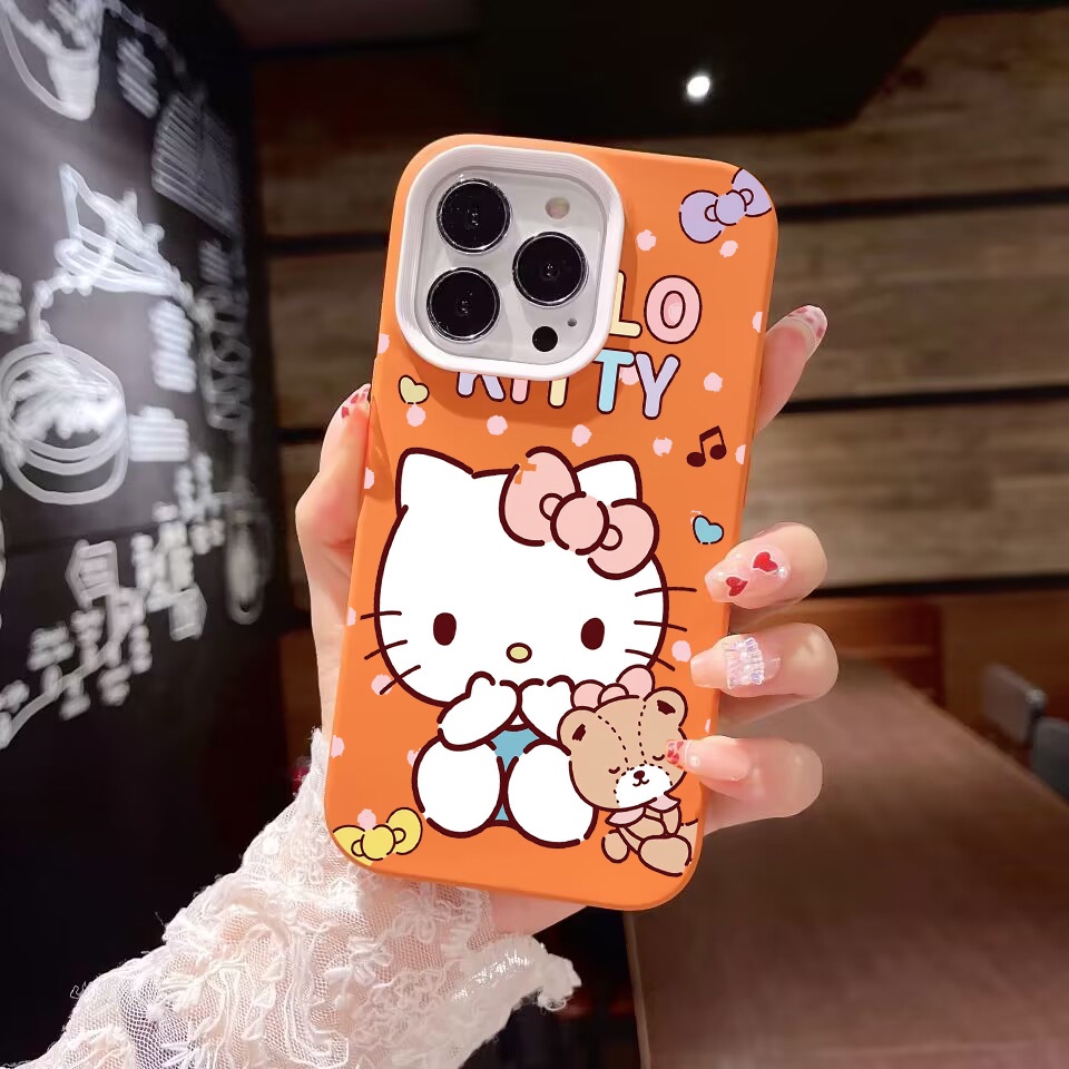 Ốp Điện Thoại silicon Dẻo in Họa Tiết hello kitty 3 Trong 1 Cho iPhone 14Promax 13 12 11 7Plus X XR