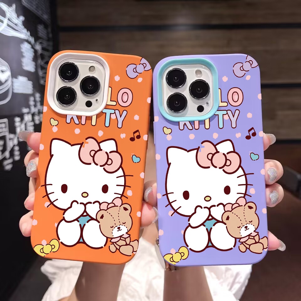 Ốp Điện Thoại silicon Dẻo in Họa Tiết hello kitty 3 Trong 1 Cho iPhone 14Promax 13 12 11 7Plus X XR