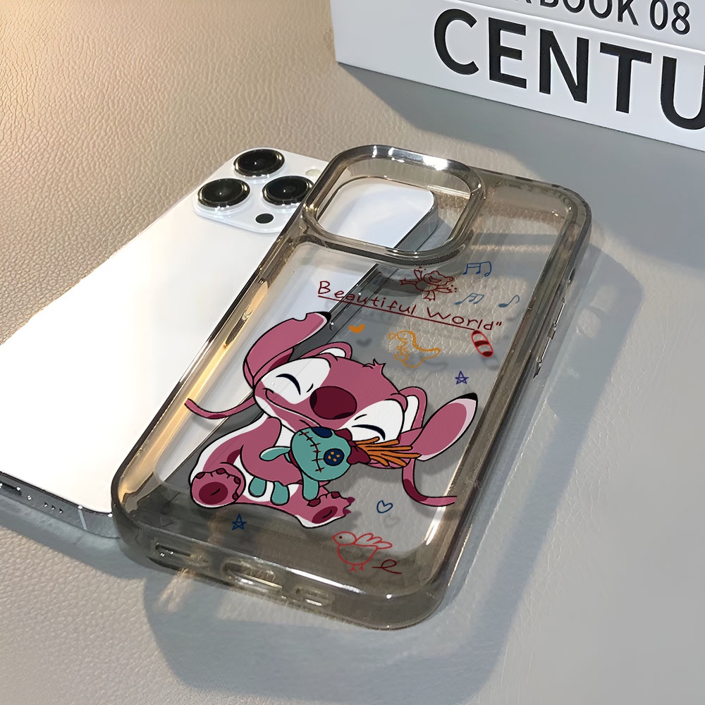 Ốp Điện Thoại Trong Suốt Chống Sốc In Hình Stitch Hồng Cho iphone 14 pro max 11 13 12 7 8 Plus X XR XSMax