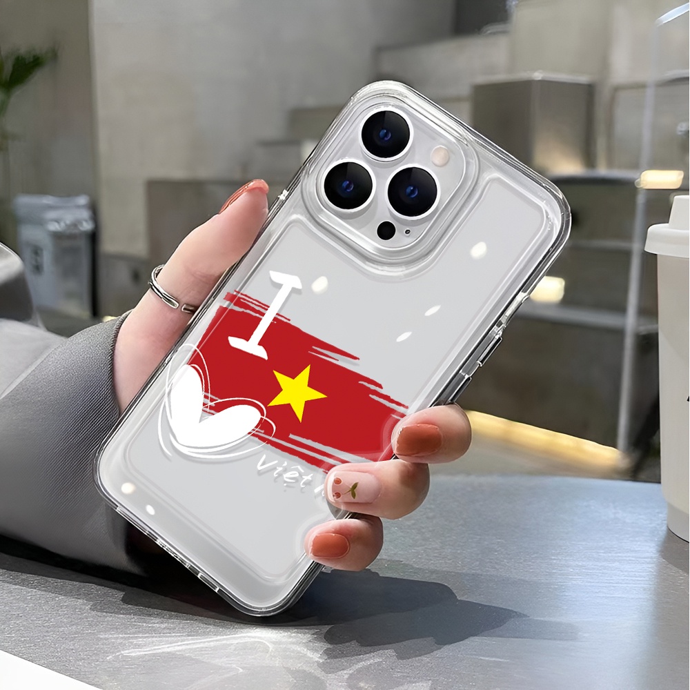 Ốp Điện Thoại Trong Suốt Chống Sốc Họa Tiết Cờ Việt Nam Cho iphone 14 pro max 11 13 12 7 8 Plus X XR XSMax