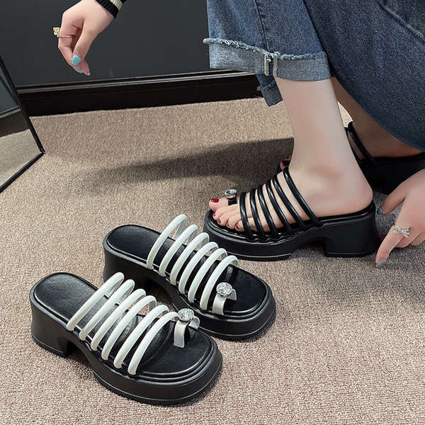 Dép thời trang nữ dép xỏ ngón kim cương thời trang độn cao đế dày