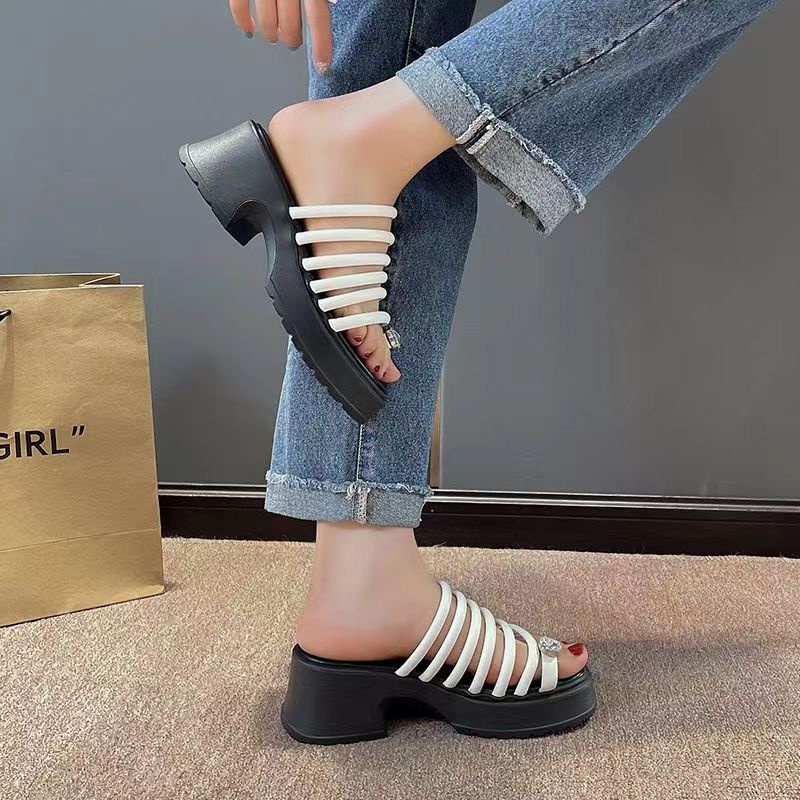 Dép thời trang nữ dép xỏ ngón kim cương thời trang độn cao đế dày