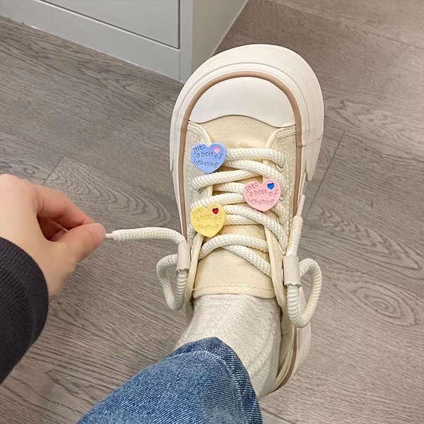 Giày Canvas Họa Tiết Trái Tim Dễ Thương Thời Trang Mùa Hè 2023