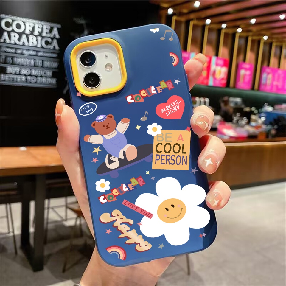 Ốp Điện Thoại silicon Dẻo Hình Gấu Hoa Hướng Dương 3 Trong 1 Cho iPhone 14Promax 13 12 11 7Plus 7 X Xs Max XR