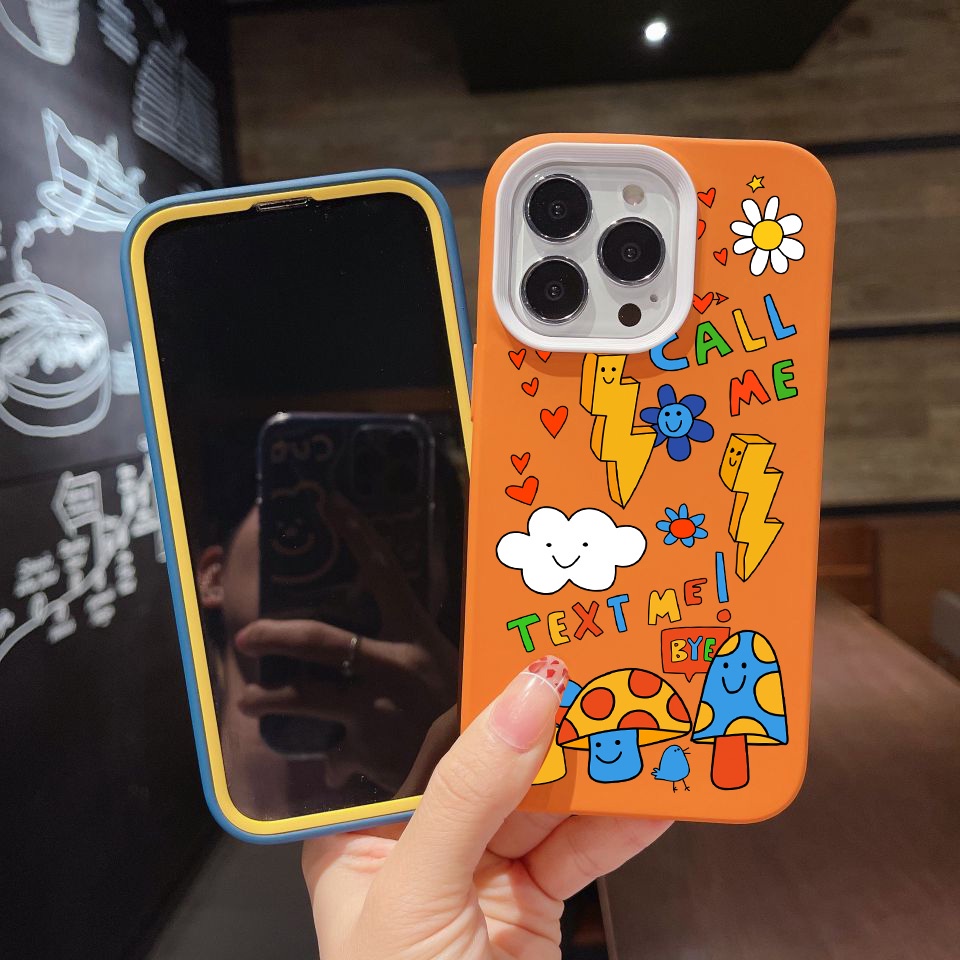 Ốp Điện Thoại silicon Dẻo Hình Nấm Mây 3 Trong 1 Cho iPhone 14Promax 13 12 11 7Plus 7 X Xs Max XR