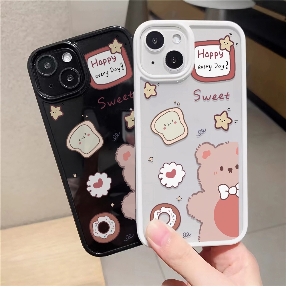 Ốp Điện Thoại Acrylic Cứng Trong Suốt Hình Gấu Hạnh Phúc Cho iphone 14promax 11 13 12 7Plus 8 X XS Max