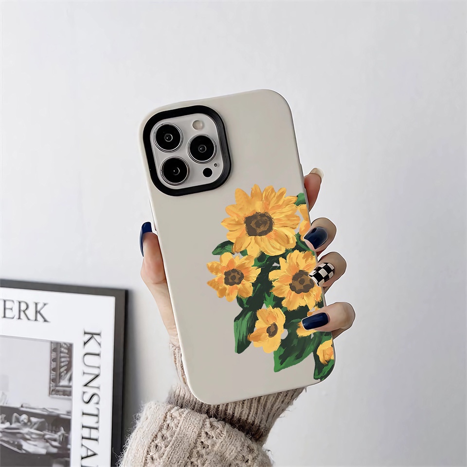 Ốp Điện Thoại silicon Dẻo Hình Hoa Hướng Dương 3 Trong 1 Cho iPhone 14Promax 13 12 11 7Plus 7 X Xs Max XR