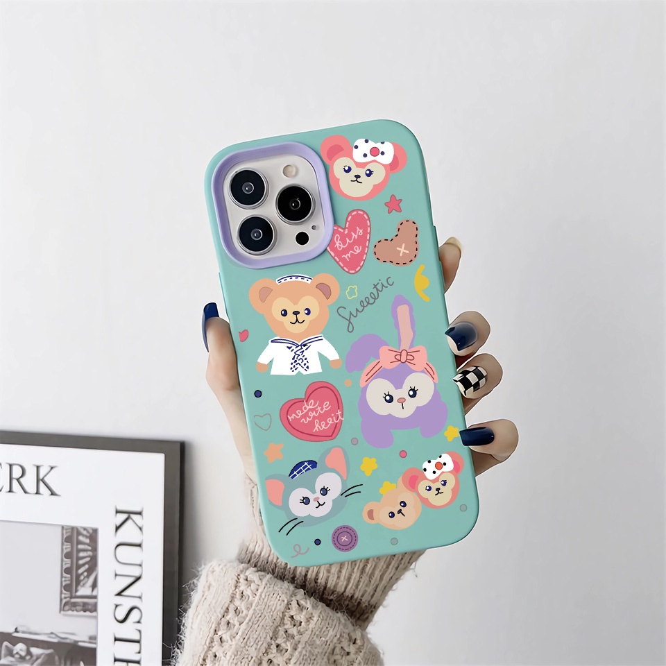 Ốp Điện Thoại silicon Dẻo Hình Gia Đình Gấu duffy 3 Trong 1 Cho iPhone 14Promax 13 12 11 7Plus 7 X Xs Max XR
