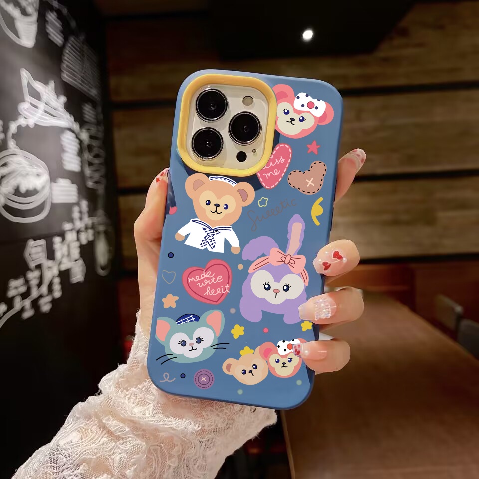 Ốp Điện Thoại silicon Dẻo Hình Gia Đình Gấu duffy 3 Trong 1 Cho iPhone 14Promax 13 12 11 7Plus 7 X Xs Max XR