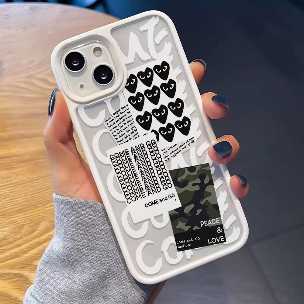 Ốp Điện Thoại Acrylic Cứng Trong Suốt Họa Tiết Trái Tim Màu Đen Cho iphone 14promax 11 13 12 7Plus 8 X XS Max