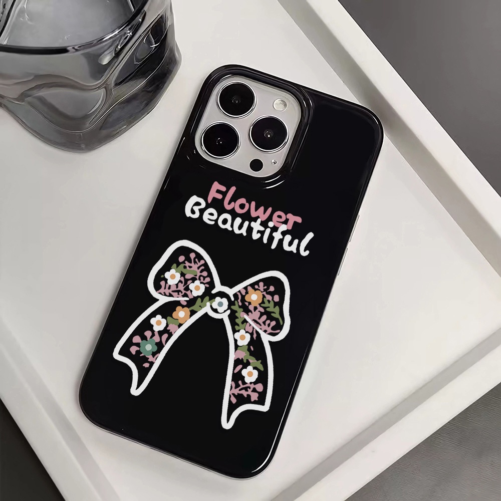 Ốp Điện Thoại Silicone TPU Mềm Bóng Đính Nơ Hoa Cho iphone 14promax 11 13 12 7Plus 8 X XS Max