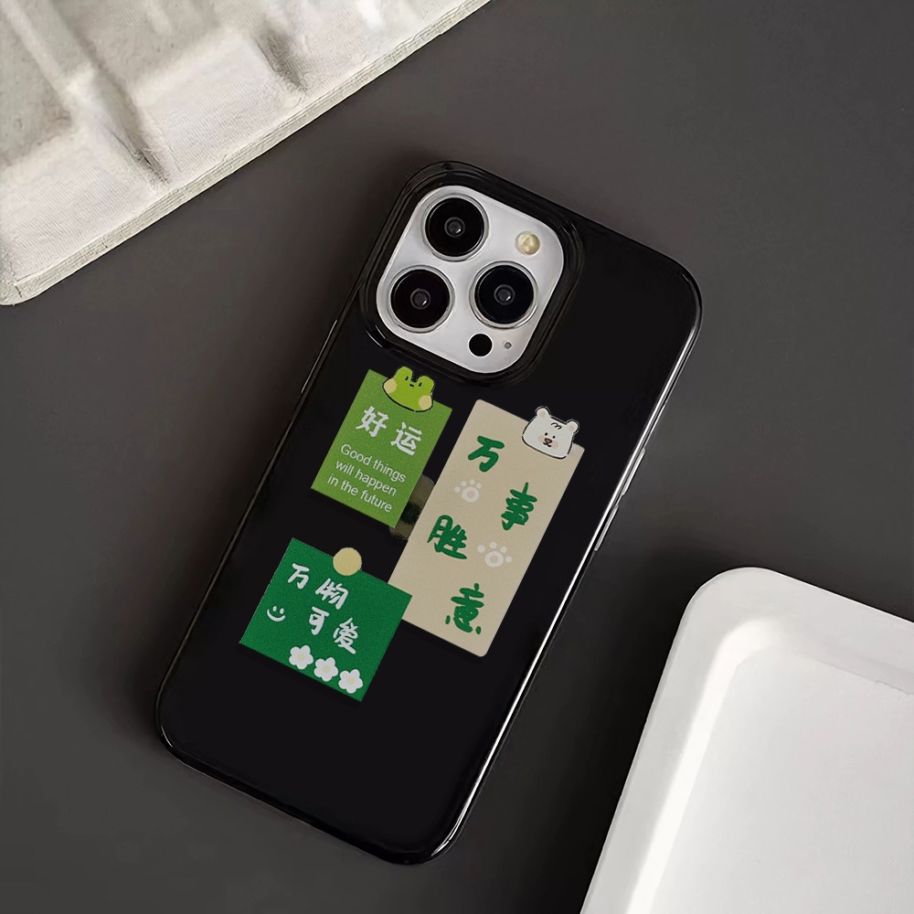 Ốp Điện Thoại Silicone TPU Mềm Bóng In Chữ Chúc May Mắn Cho iphone 14promax 11 13 12 7Plus 8 X XS Max