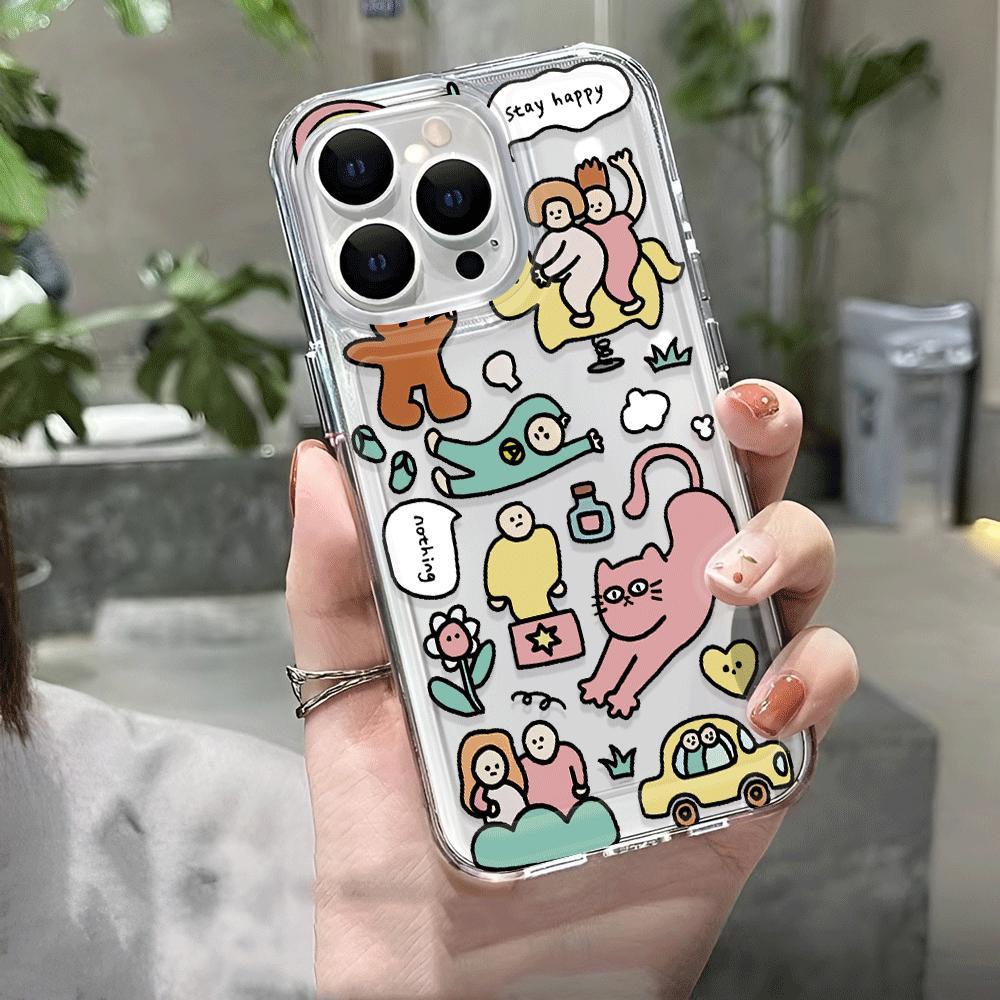 Ốp Điện Thoại Trong Suốt In Hình Mèo Hoạt Hình Cho iphone 14promax 13 12 11 7Plus 7 8 Plus X XR XSMax
