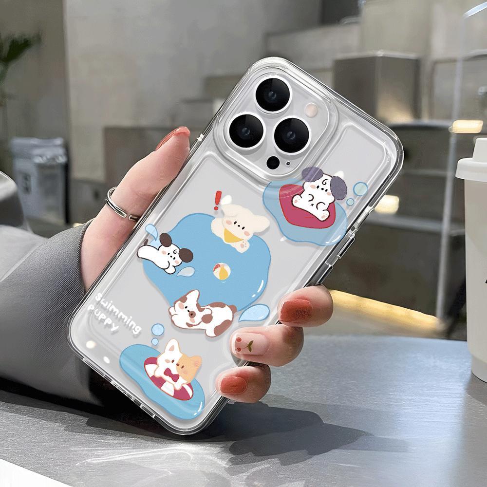 Ốp Điện Thoại Trong Suốt Hình Gấu Bơi Lội Cho iphone 14promax 13 12 11 7Plus 7 8 Plus X XR XSMax