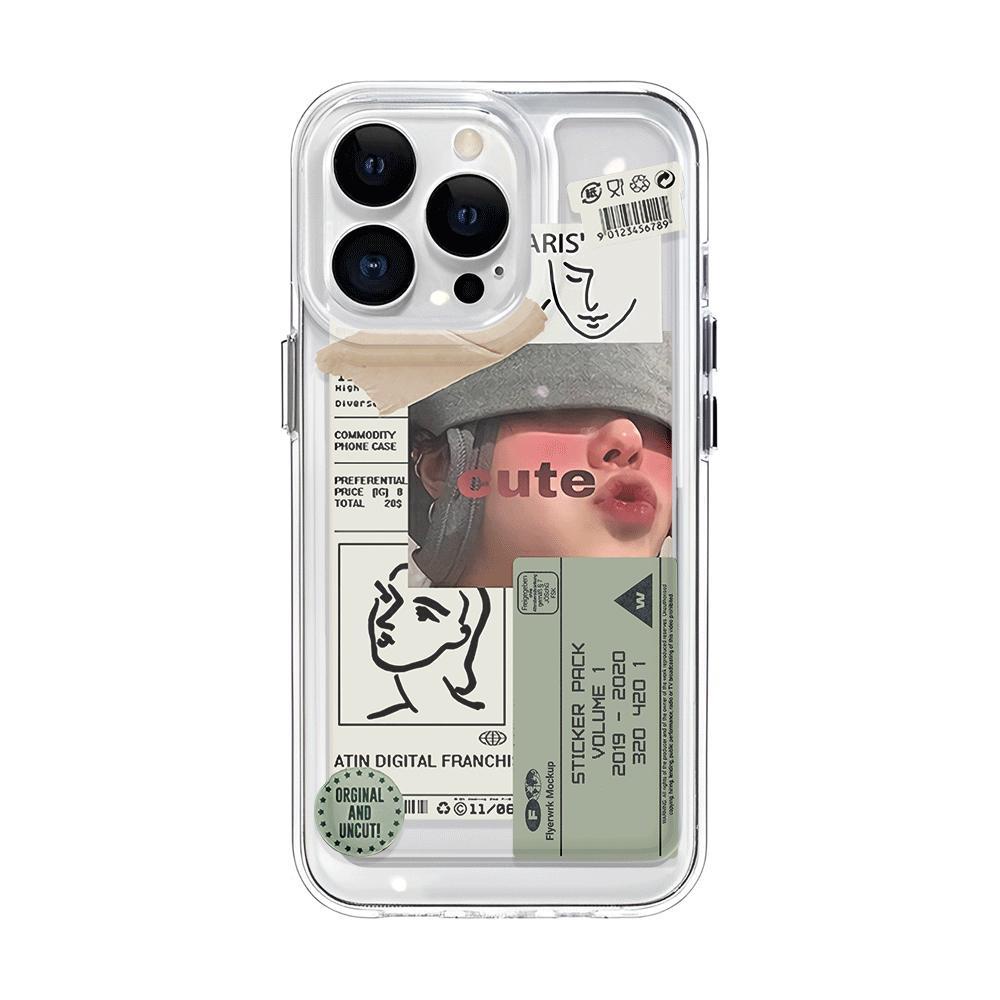 Ốp Điện Thoại Trong Suốt Chống Sốc Hình Nhãn Dán Cho iphone 14 pro max 11 13 12 7Plus 7 8 Plus X XR XSMax