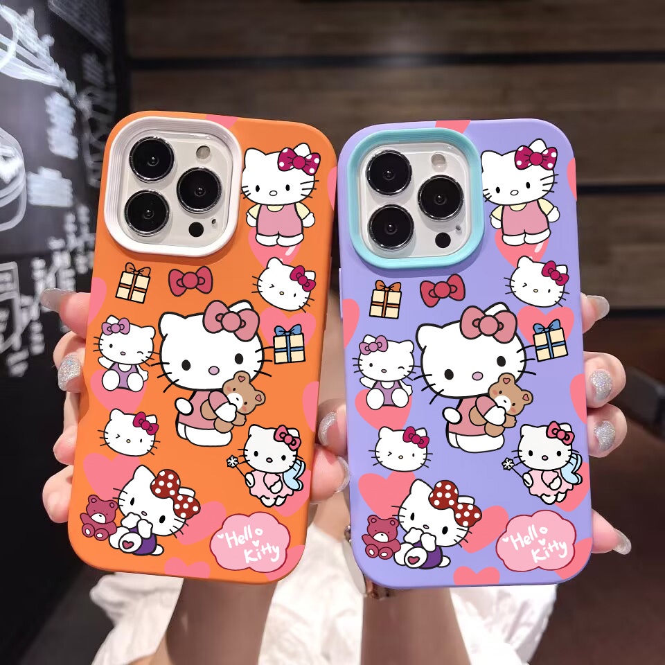 Ốp Điện Thoại silicon Dẻo Hình Gấu kitty 3 Trong 1 Cho iPhone 14Promax 13 12 11 7Plus 7 X Xs Max XR
