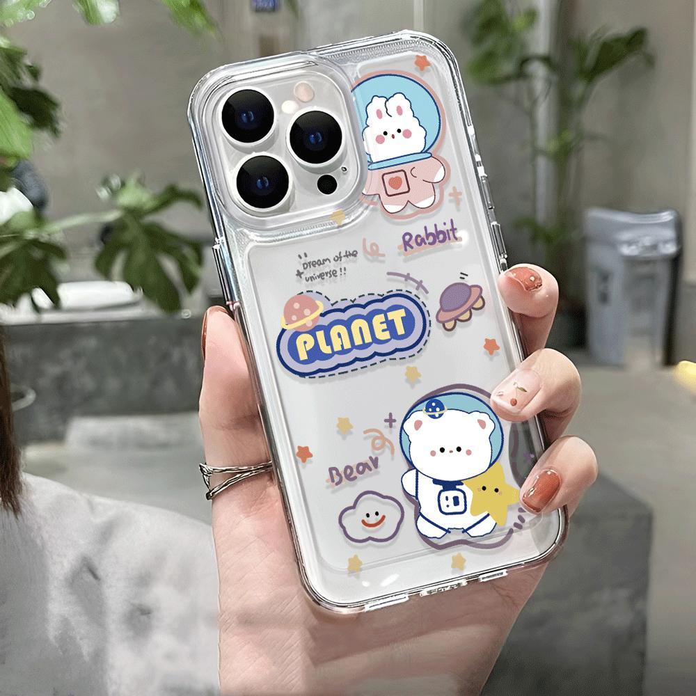 Ốp Điện Thoại Trong Suốt Chống Sốc In Hình Thỏ / Hành Tinh Cho iphone 14 pro max 11 13 12 7Plus 7 8 X XR XSMax