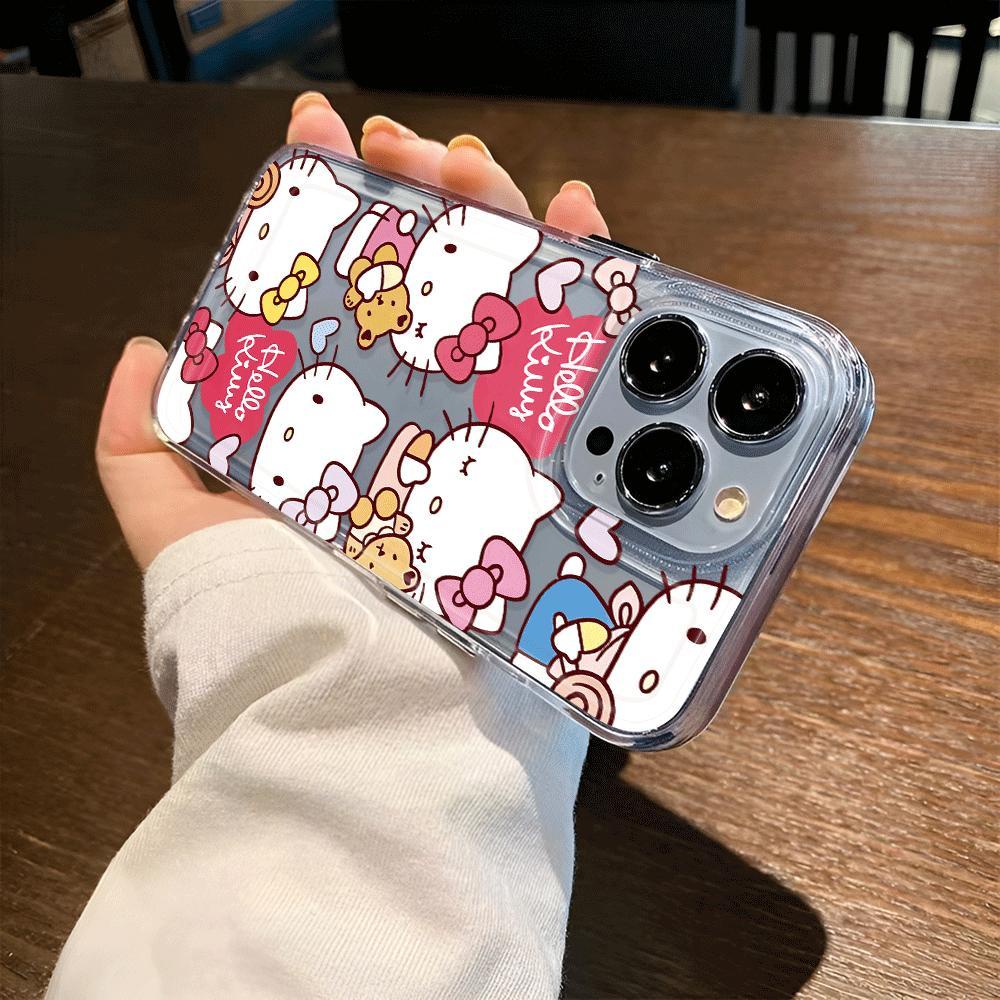 Ốp Điện Thoại Trong Suốt In Hoạt Hình Hello Kitty Gấu Cho iphone 14 pro max 11 13 12 7Plus 7 8 X XR XSMax