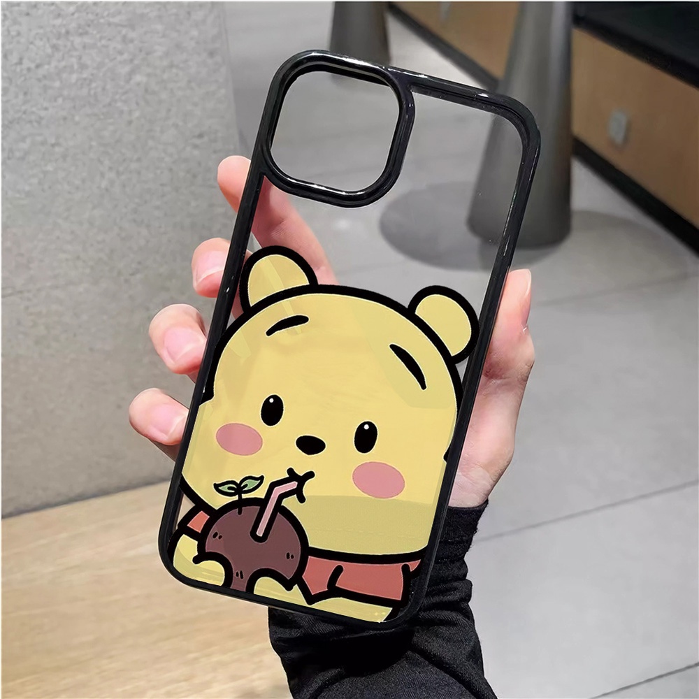 Ốp Điện Thoại Nhựa Acrylic Cứng Trong Suốt Hình Winnie the Pooh Màu Vàng Cho iphone 14 pro Max 11 13 12 7Plus 8 X XS Max