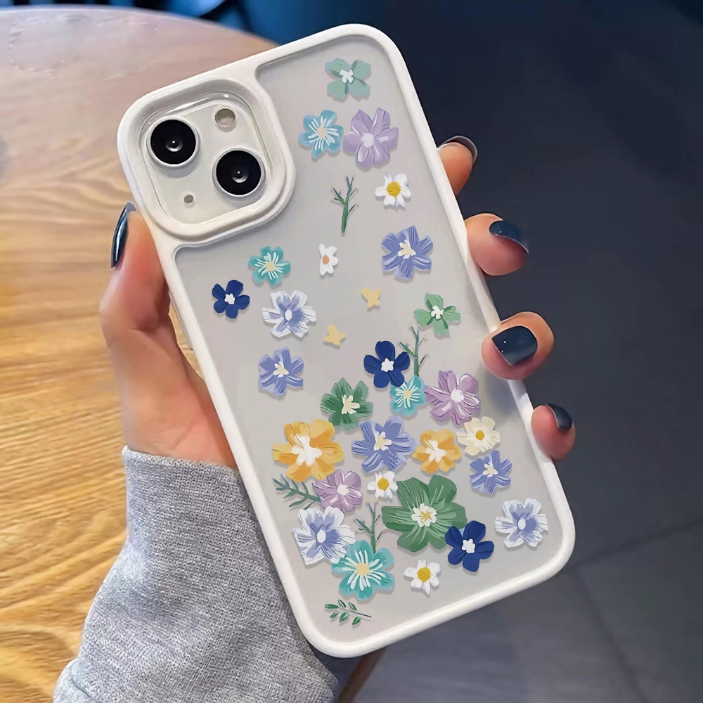 Ốp Điện Thoại Nhựa Acrylic Cứng Trong Suốt Hình Hoa Nhiều Màu Cho iphone 14 pro Max 11 13 12 7Plus 8 X XS Max