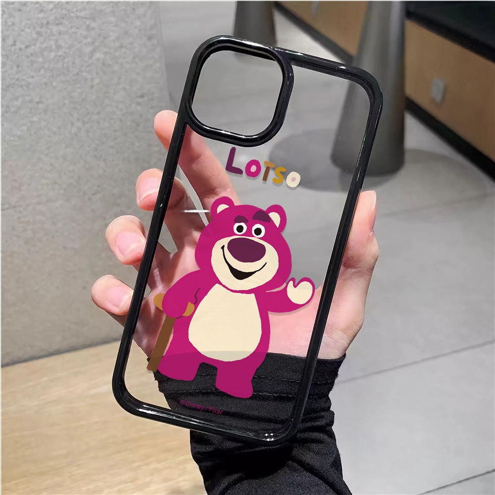 Ốp Điện Thoại Acrylic Cứng Trong Suốt Họa Tiết Gấu Và Dâu Tây Dễ Thương Cho iphone 14 pro Max 11 13 12 7Plus 8 X XS Max