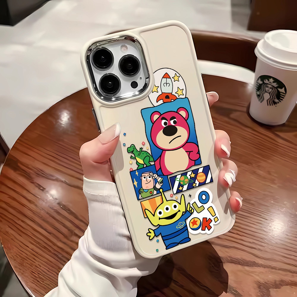 Ốp Điện Thoại Silicone Khung Kim Loại In Hình Người Ngoài Hành Tinh Lotso Cho iphone 14ProMax 11 13 12 7Plus 8 X XS Max