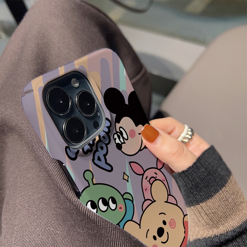 Ốp Điện Thoại Cứng Chống Sốc In Hình Gấu Pooh / Chuột Mickey Cho iphone 14 pro Max 11 13 12 7Plus 8 X XS Max