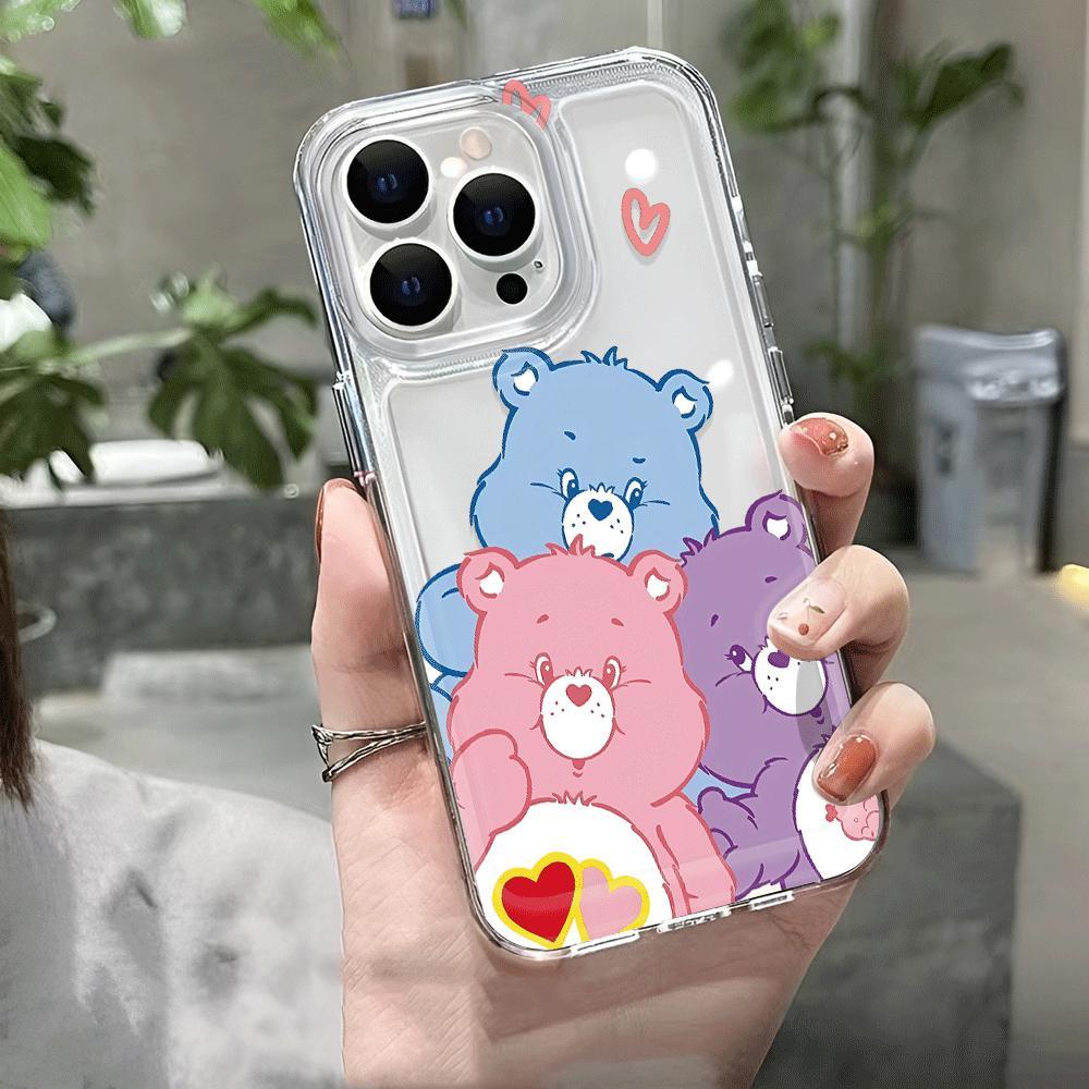 Ốp Điện Thoại Trong Suốt In Hình Gấu Và Cầu Vồng Cho iphone 14 Pro Max 11 13 7 8 Plus 12 13Pro Max X XS Max