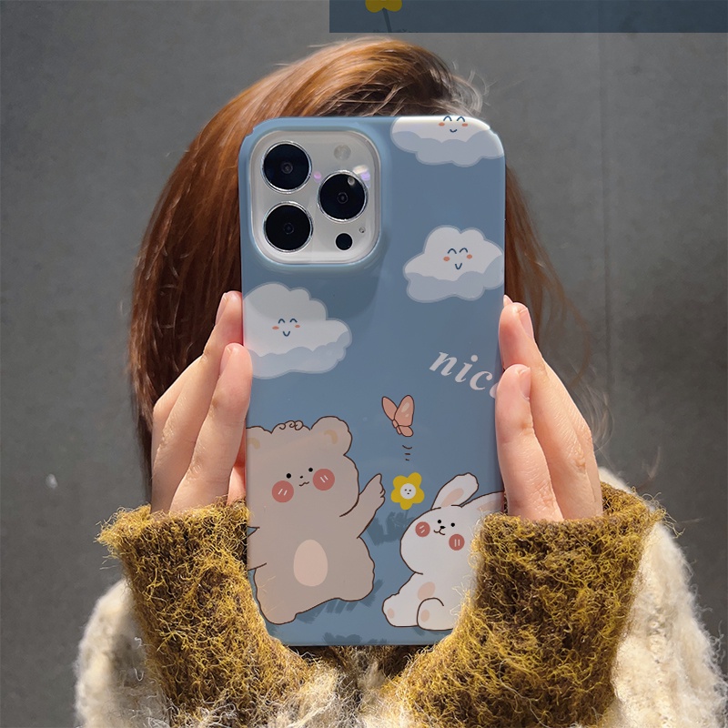 Ốp Điện Thoại Cứng Chống Sốc In Hình Gấu Thỏ Dễ Thương Cho iphone 14 pro Max 11 13 12 7Plus 8 X XS Max