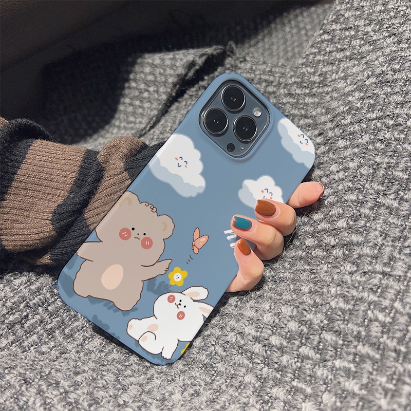 Ốp Điện Thoại Cứng Chống Sốc In Hình Gấu Thỏ Dễ Thương Cho iphone 14 pro Max 11 13 12 7Plus 8 X XS Max