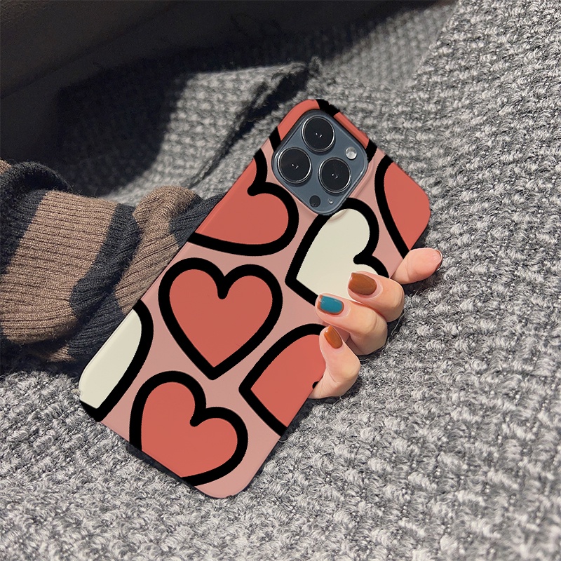 Ốp Điện Thoại Cứng Chống Sốc Họa Tiết Trái Tim Dễ Thương Cho iphone 14 pro Max 11 13 12 7Plus 8 X XS Max