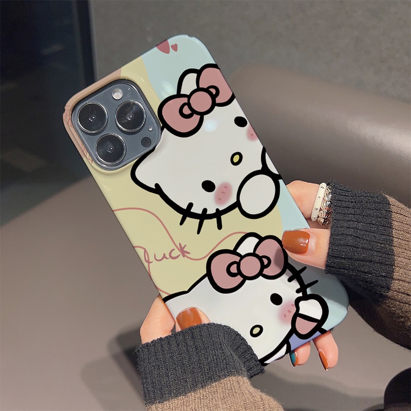 Ốp Điện Thoại Cứng Chống Sốc In Hình Mèo Hello Kitty Cho iphone 14 pro Max 11 13 12 7Plus 8 X XS Max