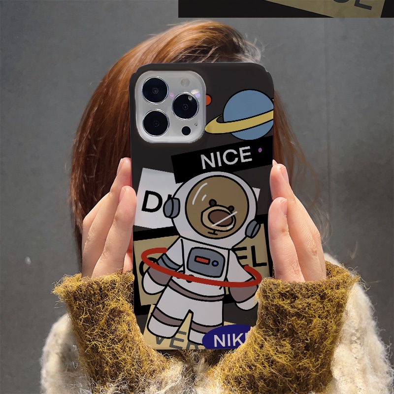 Ốp Điện Thoại Cứng Chống Sốc In Hình Gấu Phi Hành Gia Cho iphone 14 pro Max 11 13 12 7Plus 8 X XS Max